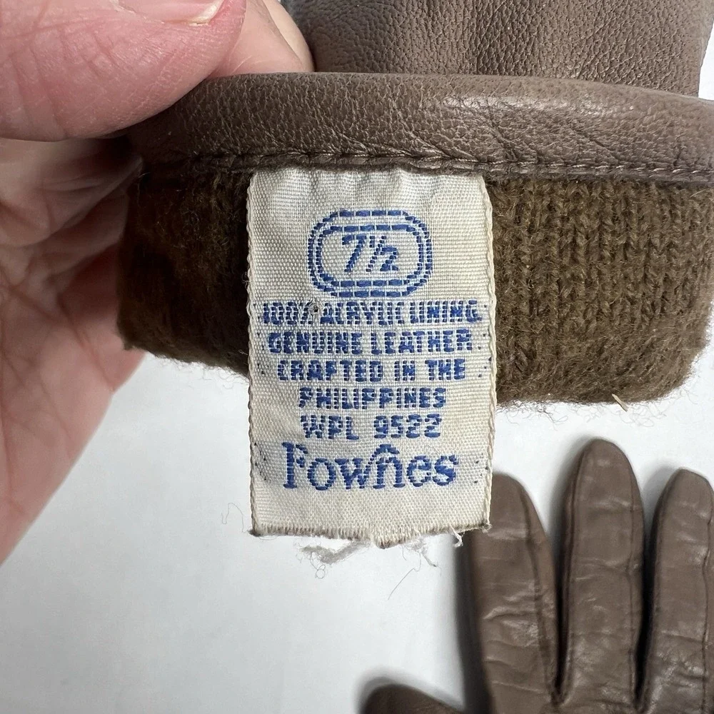 Vintage Fownes Genuine Leather Acrylic Lined Gloves Womens Sz 7 1/2 Tan